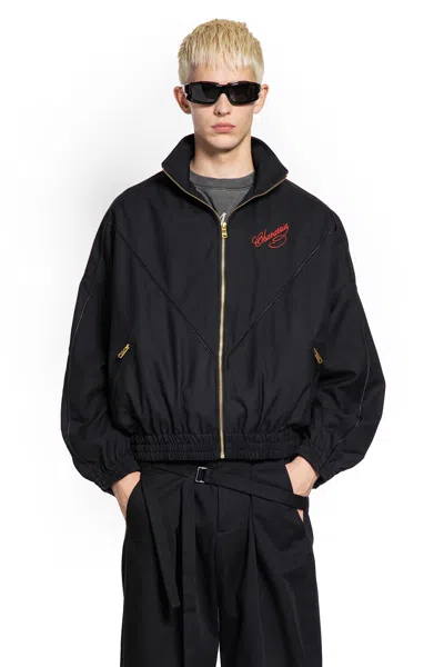 Willy Chavarria Ruff Rider Logo-embroidered Wool Bomber Jacket In Black