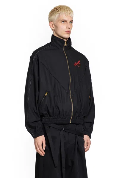 Willy Chavarria Ruff Rider Logo-embroidered Wool Bomber Jacket In Black