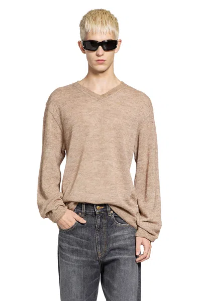 Mythinks My Alpaca Shaggy V-neck In Nude