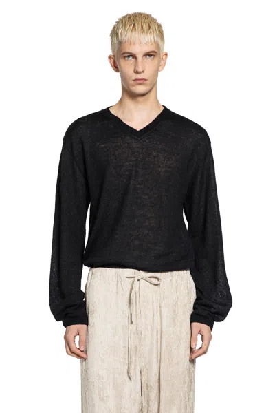 Mythinks My Alpaca Shaggy V-neck In Black