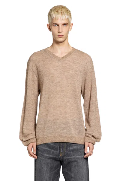 Mythinks My Alpaca Shaggy V-neck In Nude