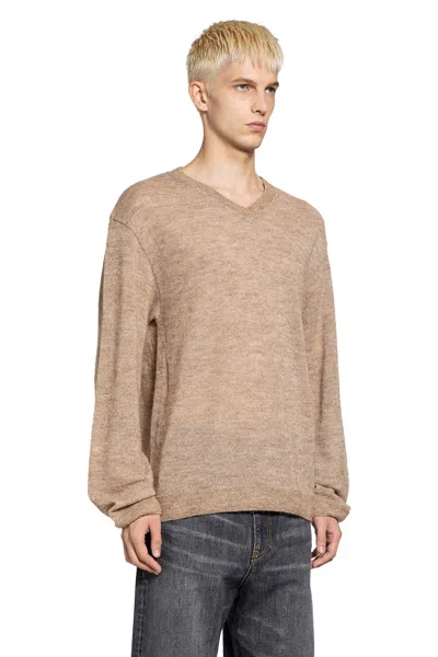 Mythinks My Alpaca Shaggy V-neck In Nude