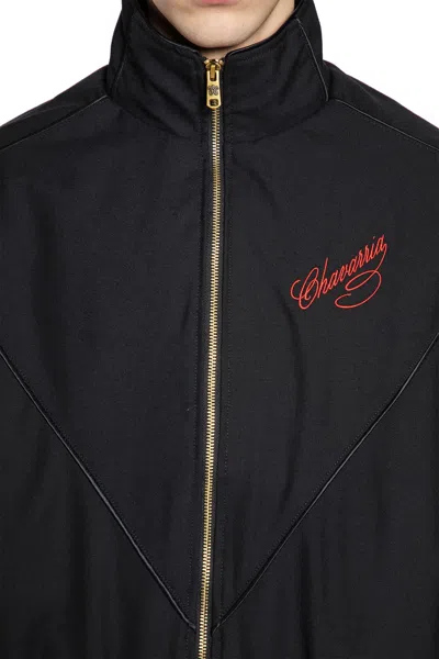 Willy Chavarria Ruff Rider Logo-embroidered Wool Bomber Jacket In Black