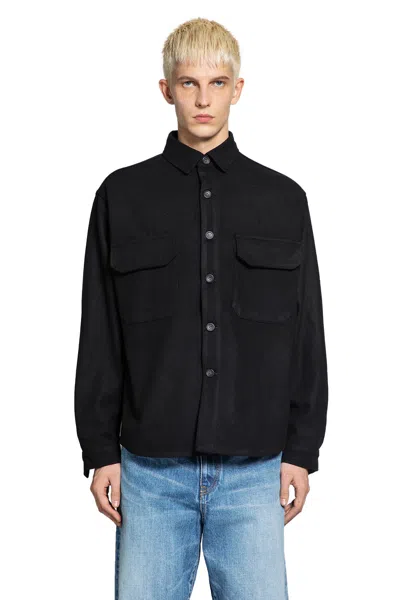 Whitesand Wool Felt Overshirt In Black