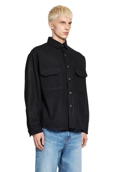 Whitesand Wool Felt Overshirt In Black