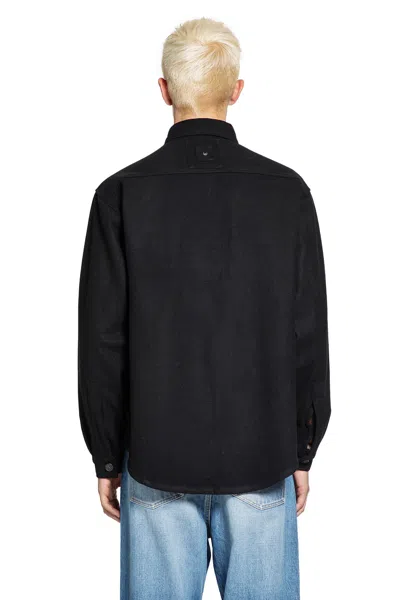 Whitesand Wool Felt Overshirt In Black