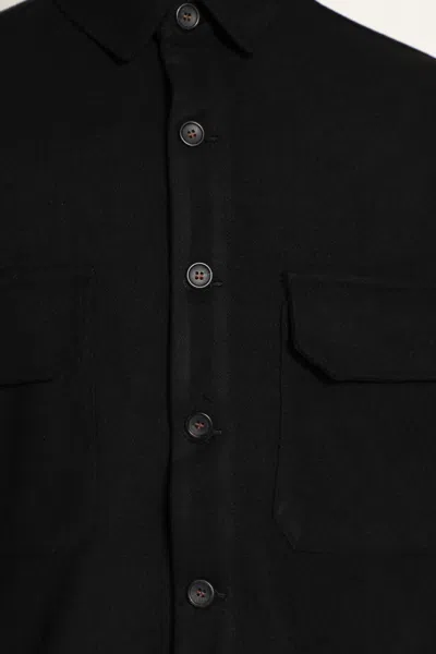 Whitesand Wool Felt Overshirt In Black