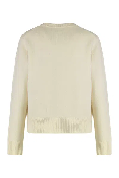 Maison Kitsuné Fox Head Wool Crewneck Jumper In Neutral