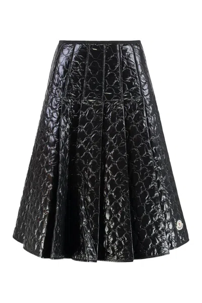 Moncler Black Padded Midi Skirt In Black