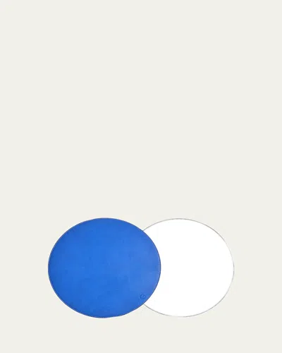 Von Gern Home Reversible Round Textured Faux-leather Placemat In Blue