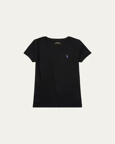Ralph Lauren Girl's Short-sleeve Cotton T-shirt In Black
