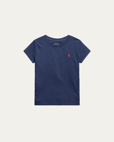 Ralph Lauren Girl's Logo Embroidered T-shirt In Blue