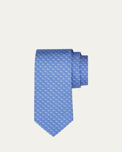 Ferragamo Men's Mini Whale-print Tie In Multi