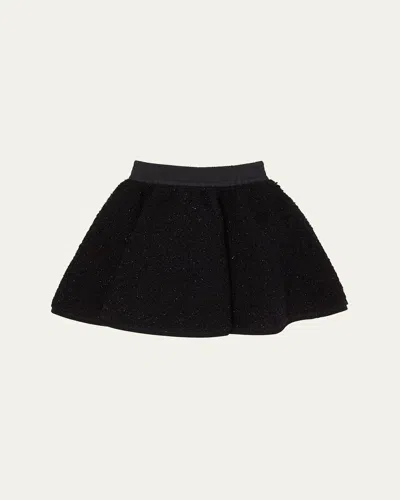 Moncler Girl's Sequin Fleece Pleated Mini Skirt In Black