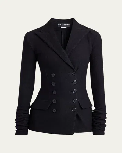 Dolce & Gabbana Black Doublebreasted Wool Cloth Jacket In Black