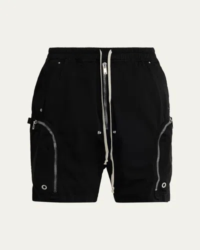 Drkshdw Rick Owens Men's Bauhaus Twill Drawstring Shorts In Black