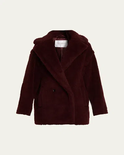 Max Mara Olga Faux Fur Double-breasted Coat In Red