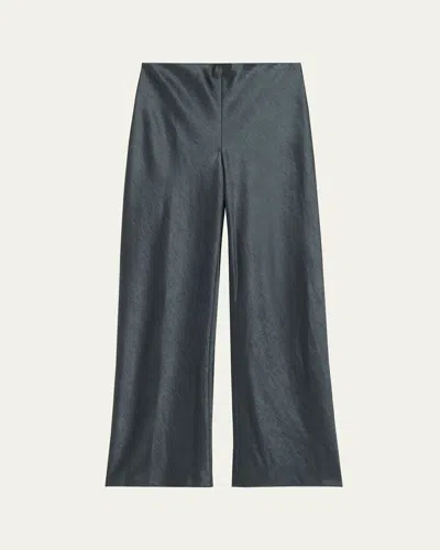 Vince Fluid Bias-cut Crushed Satin Pants In Blue