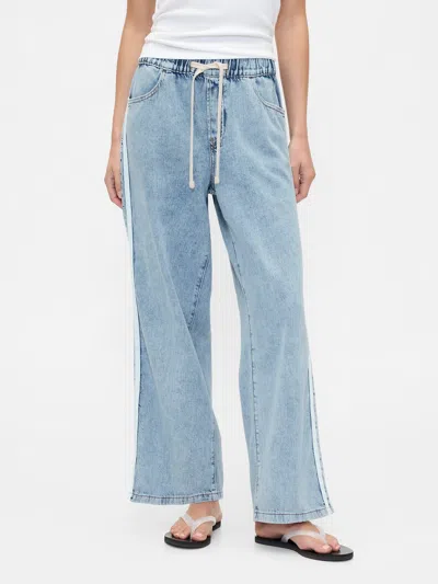 Gap Factory High Rise Pull-on Stripe Wide-leg Jeans In Multi