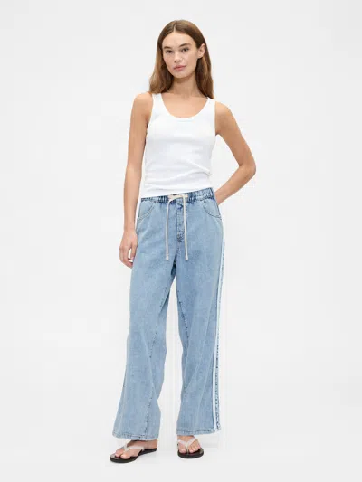 Gap Factory High Rise Pull-on Stripe Wide-leg Jeans In Multi