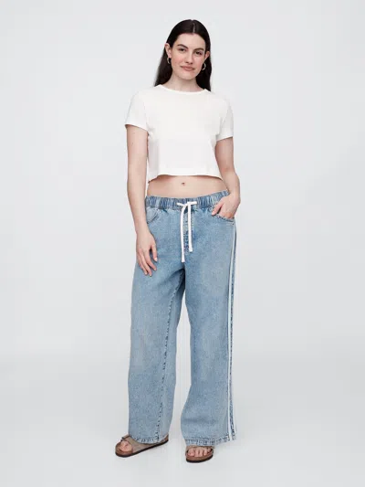 Gap Factory High Rise Pull-on Stripe Wide-leg Jeans In Multi