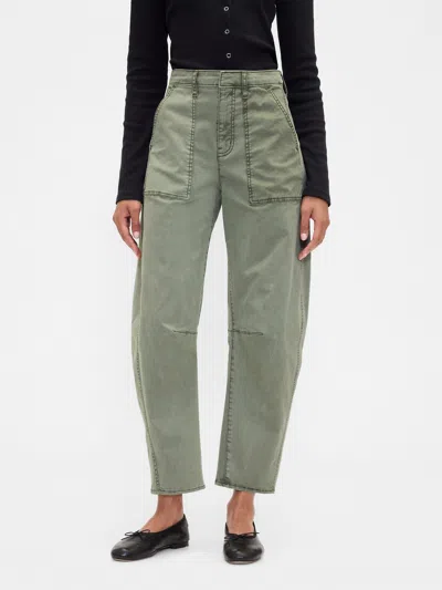 Gap Factory High Rise Barrel Khakis In Green