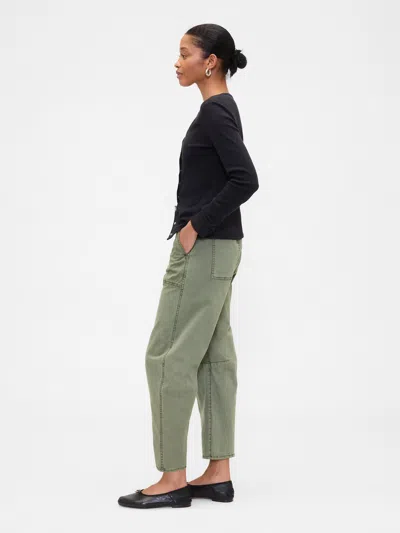 Gap Factory High Rise Barrel Khakis In Green