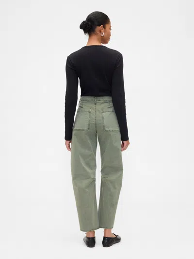 Gap Factory High Rise Barrel Khakis In Green