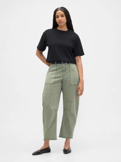 Gap Factory High Rise Barrel Khakis In Green