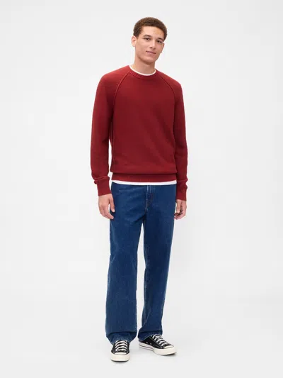 Gap Factory Garter Crewneck Sweater In Red