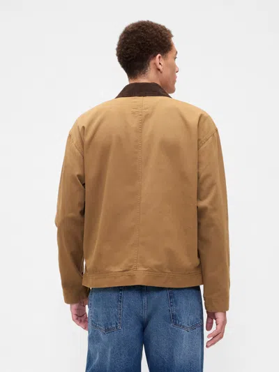 Gap Factory Relaxed Canvas Utility Jacket In Brown