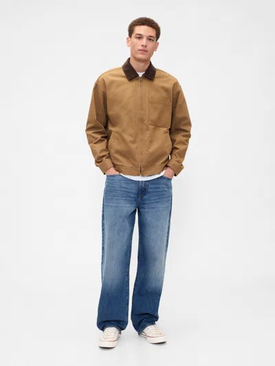 Gap Factory Relaxed Canvas Utility Jacket In Brown