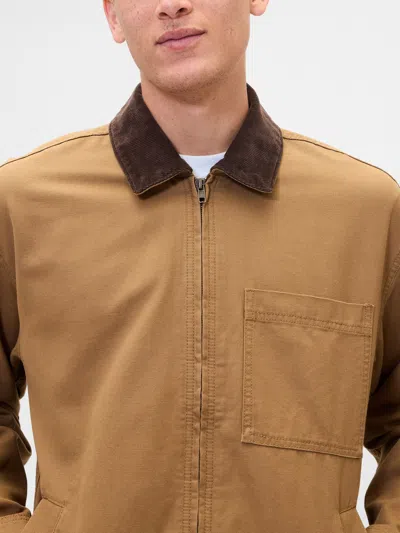 Gap Factory Relaxed Canvas Utility Jacket In Brown