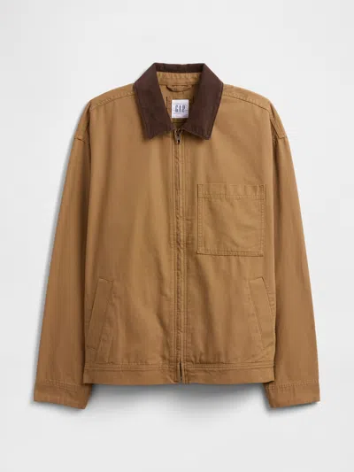 Gap Factory Relaxed Canvas Utility Jacket In Brown