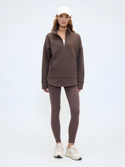 Gap Factory Gapfit Oversized Quilted Quarter-zip Jacket In Brown
