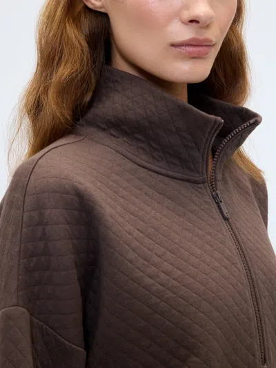 Gap Factory Gapfit Oversized Quilted Quarter-zip Jacket In Brown