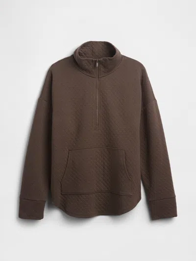 Gap Factory Gapfit Oversized Quilted Quarter-zip Jacket In Brown