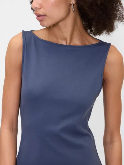 Gap Factory Modern Ribbed Boatneck Mini Dress In Blue