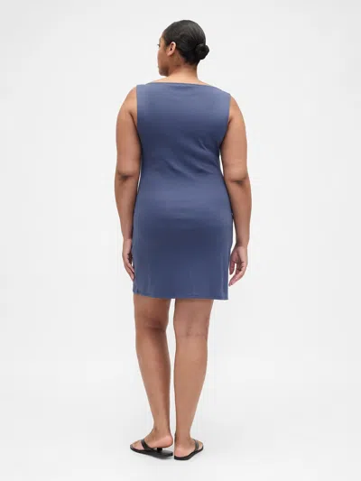 Gap Factory Modern Ribbed Boatneck Mini Dress In Blue