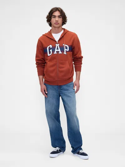 Gap Factory Relaxed Gap Logo Zip Hoodie In Orange