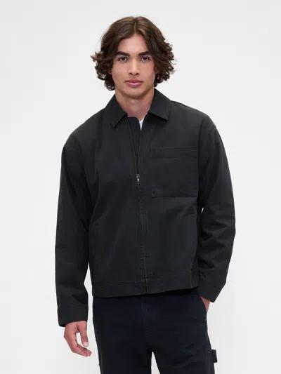 Gap Factory Relaxed Canvas Utility Jacket In Black