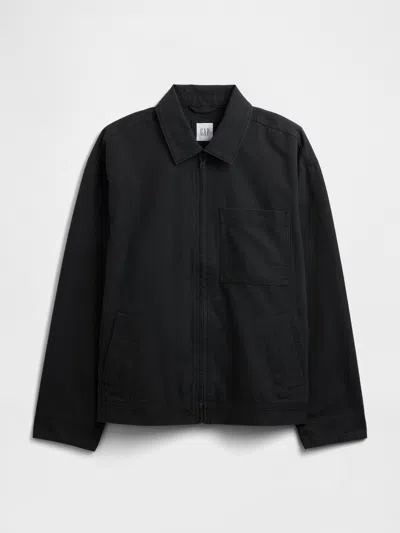 Gap Factory Relaxed Canvas Utility Jacket In Black