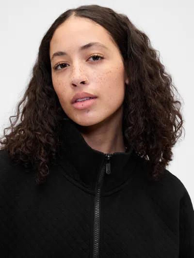 Gap Factory Gapfit Oversized Quilted Quarter-zip Jacket In Black