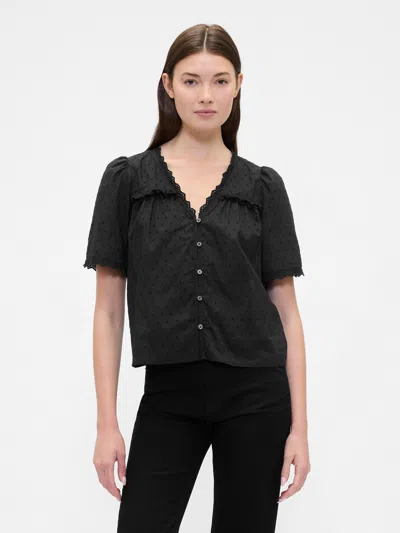 Gap Factory Ruffle V-neck Top In Black