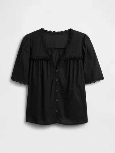 Gap Factory Ruffle V-neck Top In Black
