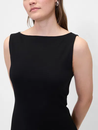 Gap Factory Modern Ribbed Boatneck Mini Dress In Black