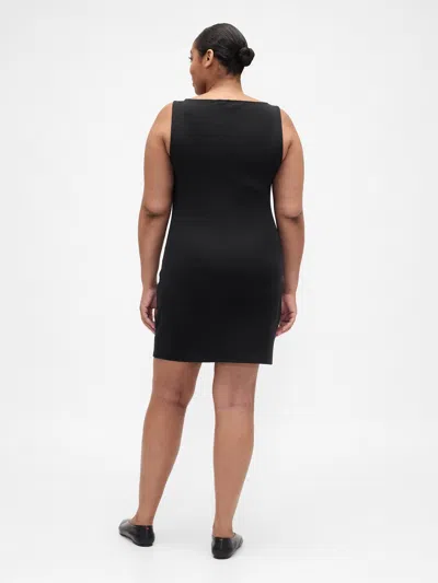 Gap Factory Modern Ribbed Boatneck Mini Dress In Black