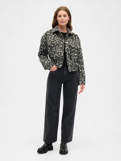 Gap Factory Relaxed Cropped Textured Icon Jacket In Multi