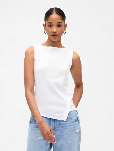 Gap Factory Asymmetrical Boatneck Button Top In White
