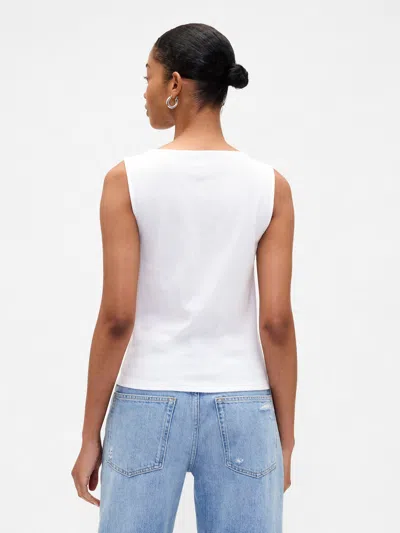 Gap Factory Asymmetrical Boatneck Button Top In White